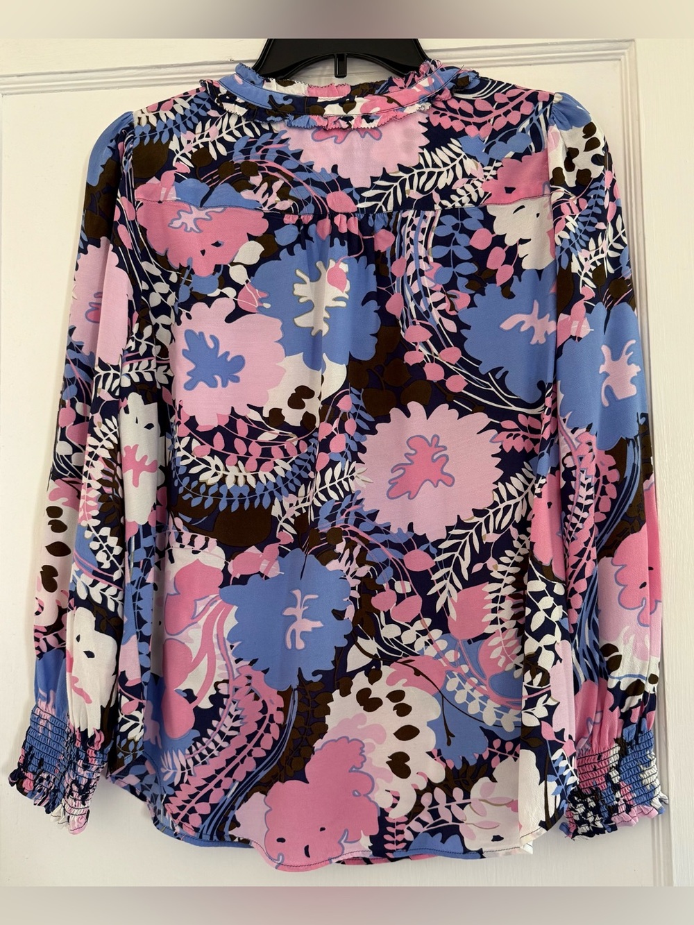 Talbots Women's Smocked Cuff Button Blouse - Picture 4 of 7